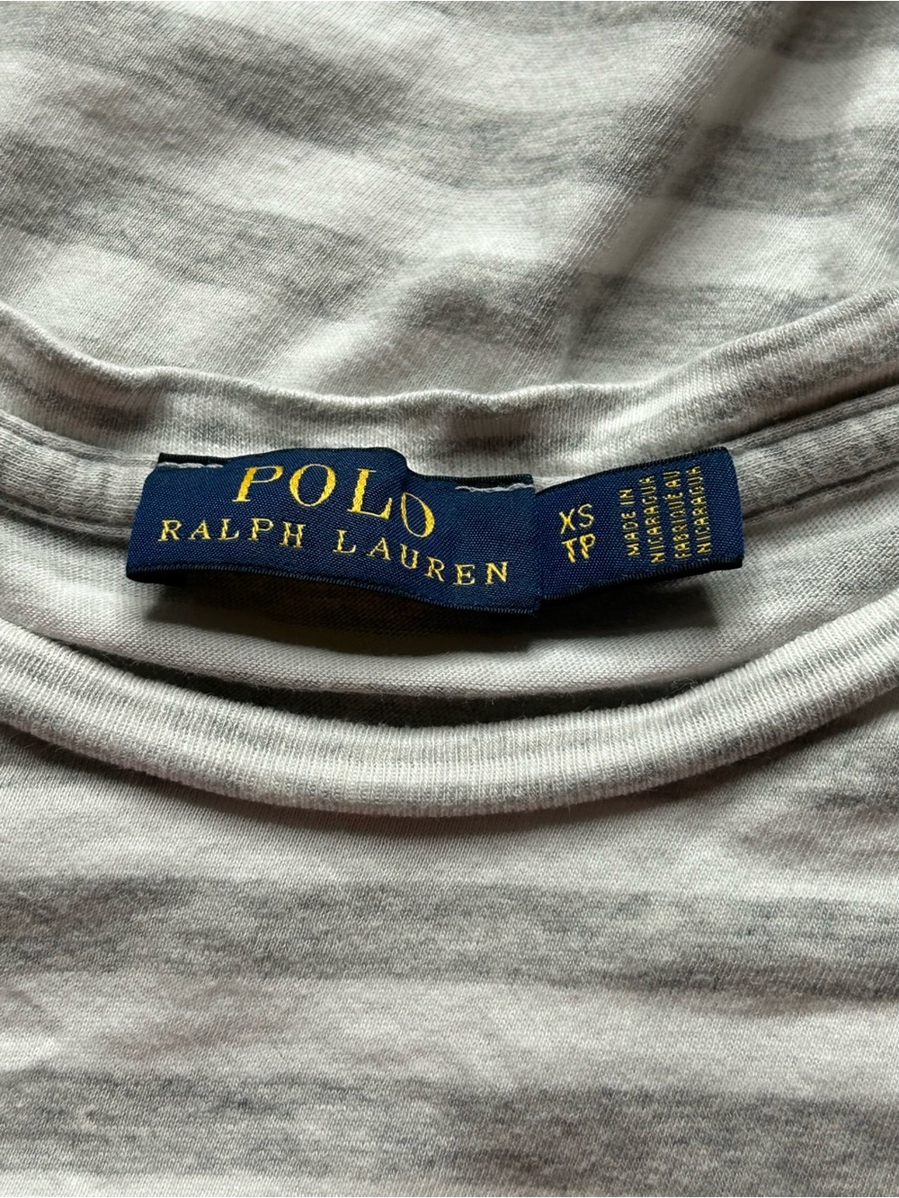 Polo Ralph Lauren Gray & White Striped Short Sleeve Classic Preppy Tee Sz XS - Picture 5 of 9